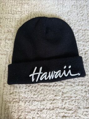 Hawaii Embroidered Black Kids Beanie